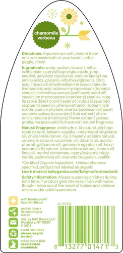 Vista 2 de Babyganics Champú para bebés + botella con bomba de lavado corporal, verbena de manzanilla, paquete de 3, el embalaje puede variar