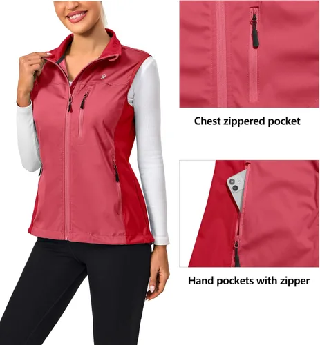 Vista 2 de Little Donkey Andy Chaleco Softshell ligero a prueba de viento para mujer, para golf, tenis, correr, ciclismo