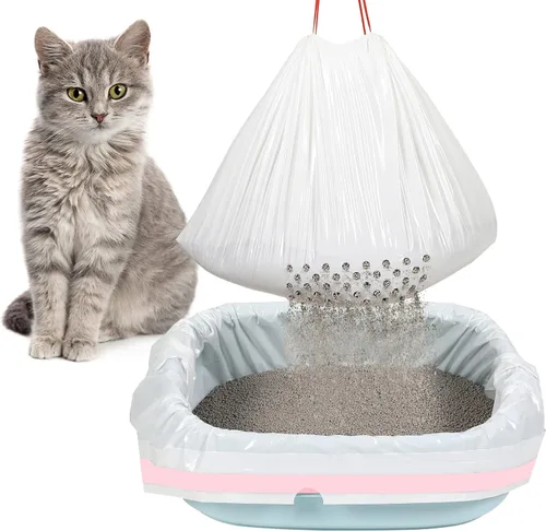 Vista 7 de Jutom 14 bolsas de arena para tamizar con cordón, bolsas de arena para gatos con agujeros, 31 x 18 pulgadas, bolsas de cordón gruesas portátiles