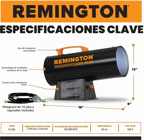 Vista 3 de Remington BTU para calefacción.