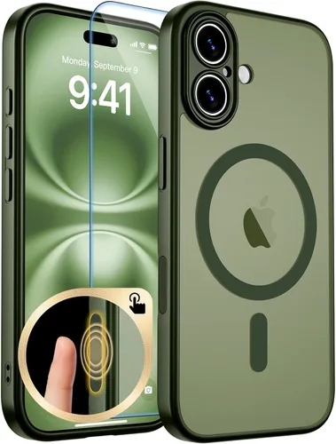 Vista 25 de zapica Funda magnética para iPhone Air, con protector de pantalla de vidrio templado, compatible con MagSafe, translúcida mate, a prueba de golpes