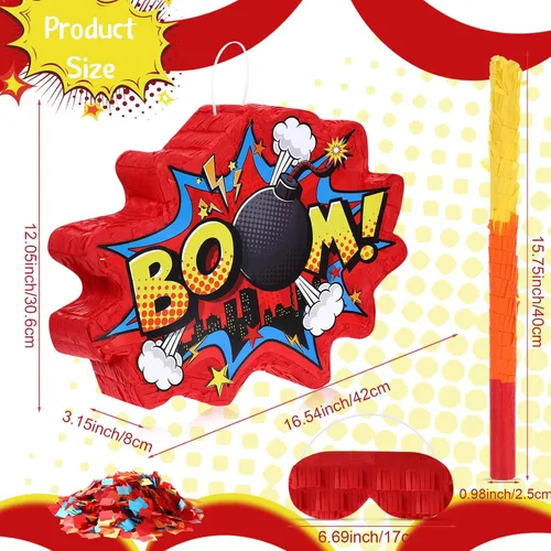 Vista 2 de Red Boom Party Piñata Cómic Book Hero Bundle Decoración de Cumpleaños Decoración de Piñatas para Juegos de Cumpleaños Temáticos Héroe Niñas Niños