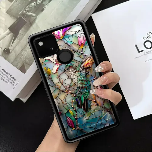 Vista 7 de Compatible con Google Pixel 4A 5G Mobile Case Creative Acrylic Panel trasero Silicona Protección Grip especialmente diseñado para Google Pixel 4A 5G