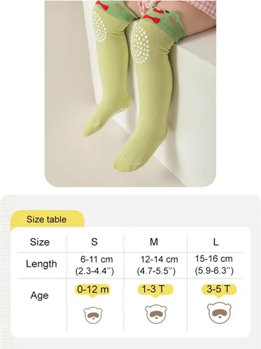 Vista 7 de Calcetines de rodilla antideslizantes para bebés y niños pequeños con agarre, calcetines antideslizantes para recién nacidos, para niños y niñas
