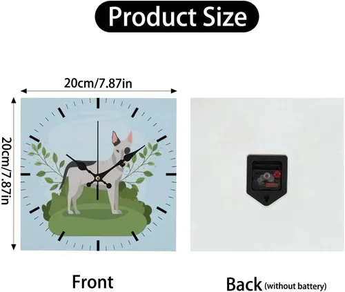 Vista 2 de Bull Terrier Dog Green Plants Clock Wall Wall Clocks Clock for Decorative Kitchen Clocks Reloj De Pared para Sala Battery Operated Garage for