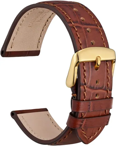 Vista 39 de WOCCI - Correas para reloj de cuero italiano, grano de cocodrilo en relieve, elige color y ancho 14 mm 18 mm 19 mm 20 mm 21 mm 22 mm, Negro