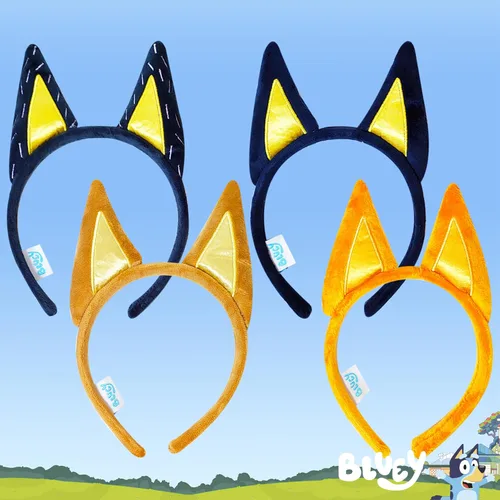 Vista 2 de LUV HER Bluey Party Supplies - 4 diademas de orejas de animal para disfraz de animales, orejas suaves de felpa, diademas elásticas familiares