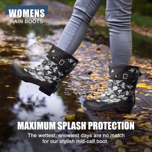 Vista 2 de NORTY Botas de goma para mujer Zapatos de lluvia impermeables por encima del tobillo para el trabajo y la recreación Calzado para todo