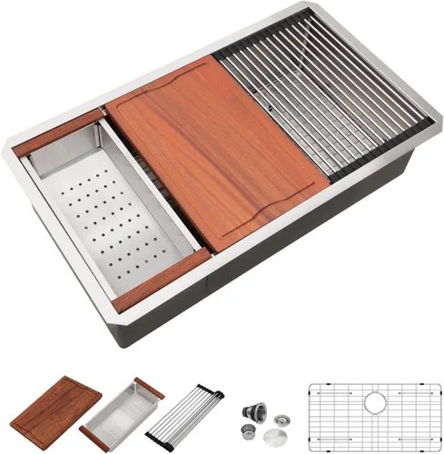 Vista 19 de Dcolora Fregadero de barra pequeño dorado de 13 x 15 pulgadas, acero inoxidable 304 de calibre 16, tablero de cubierta para ahorrar espacio