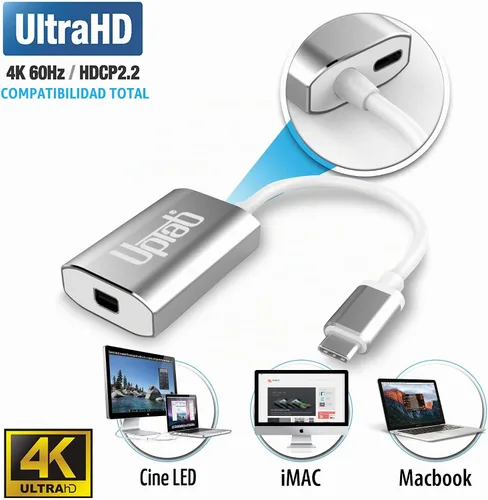 Vista 4 de uptab Adaptador USB-C a Mini DisplayPort 4K 60Hz, puerto de alimentación
