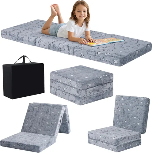 Vista 35 de MeMoreCool Colchón plegable de suelo para niños, tapete para siesta de suelo para dormir, guardería, cama plegable para niños pequeños, colchón