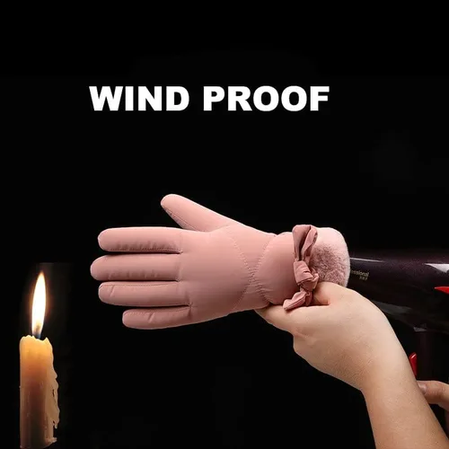 Vista 3 de Guantes de forro polar de pantalla táctil a prueba de viento para mujer