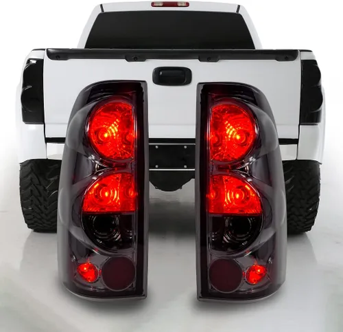 Vista 8 de CPW - Luces traseras para Chevy Silverado 1500/2500 (1999-2002) (negro transparente) Reemplazo de luces traseras para Silverado 3500