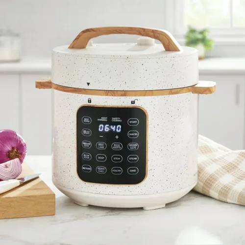Vista 2 de P.W Linen Speckle - Olla a presión de 6 cuartos de galón con pantalla de control táctil, cocina multifunción programable