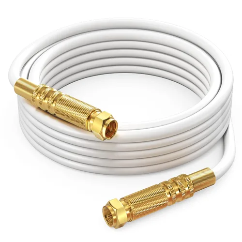 Vista 24 de Cable coaxial RG6, triple blindado, sin oxígeno, cable de cobre para TV, Internet y más, cable coaxial flexible de 1.5 pies, color blanco