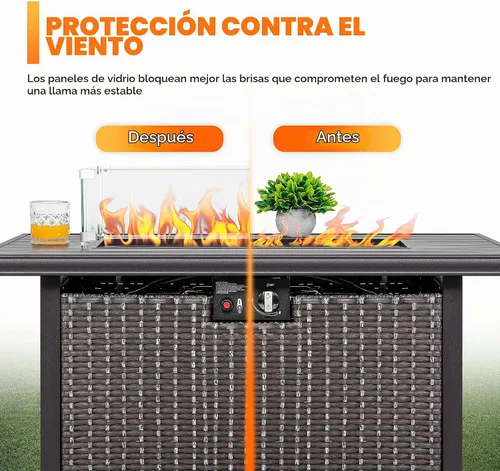 Vista 2 de NUU GARDEN Protector de viento rectangular de 27.6 x 11.7 x 6.5 pulgadas, vidrio templado transparente, soportes de aluminio pulido, almohadillas
