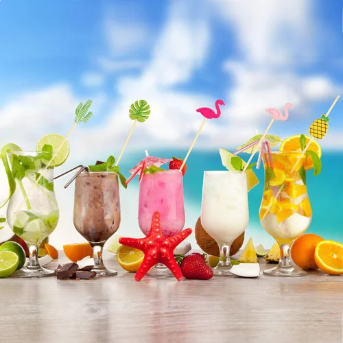 Vista 6 de Blulu Paquete de 200 palillos de dientes elegantes para aperitivos, brochetas de cóctel de perlas de 4.7 pulgadas para bebida, palitos con sabor a