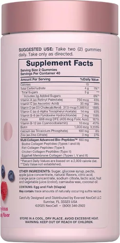 Vista 2 de NeoCell Gomitas multivitamínicas para mujer 80 gomitas Multi con colágeno avanzado con minerales esenciales Sabor a bayas