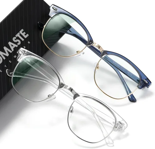 Vista 18 de Blue Light Blocking Glasses Anti Eyestrain Computer Gaming Glasses Vintage Half Frame UV Clear Lens for Women Men