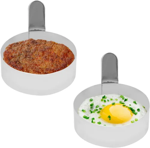Vista 10 de Anillo redondo de acero inoxidable de 3.5 pulgadas para freír huevos, panqueques, moldes para cocinar para el desayuno