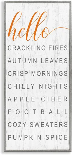 Vista 11 de Hello Fall Favorites Phrases' Framed Giclee Art Stupell Industries White, 10 x 24 Inches, Easy to Hang and Sturdy, Made in USA, by Jessica