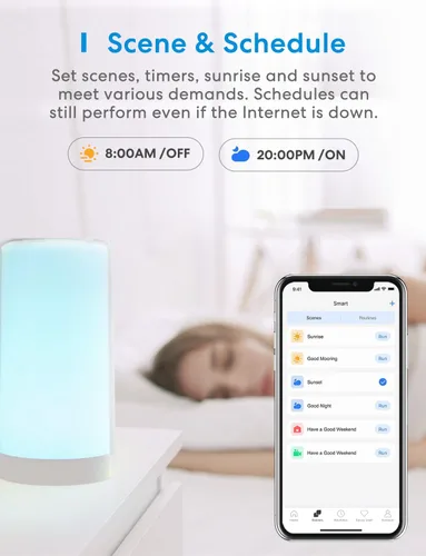 Vista 14 de meross Lámpara de mesa inteligente, lámpara de noche, compatible con Apple HomeKit, Siri, Amazon Alexa y SmartThings, blanco sintonizable