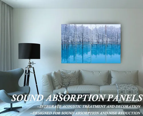 Vista 3 de Paquete de 8 paneles acústicos de arte de pared, paneles autoadhesivos de amortiguación absorbentes de sonido de 48 x 32 pulgadas