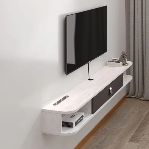 Vista 9 de Pmnianhua Consola de TV flotante, consola multimedia montada en la pared de 55 pulgadas, mueble de TV flotante, soporte de TV flotante moderno