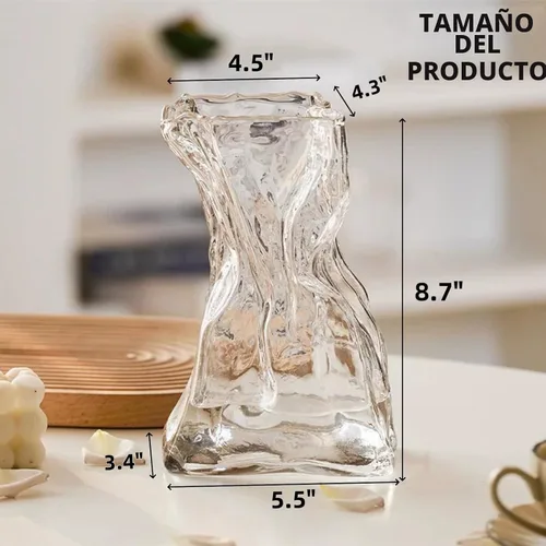 Vista 2 de Covzoe Florero de cristal, florero irregular de 8.7 pulgadas de alto