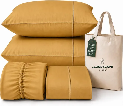 Vista 91 de CLOUDSCAPE LINEN 400TC 100% Egyptian Cotton Luxury Twin Bed Sheets - White