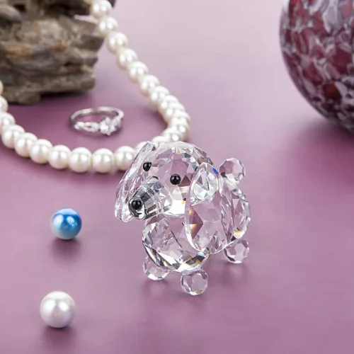 Vista 9 de H&D HYALINE & DORA Figuras de cristal hechas a mano para decoración del hogar, regalo de la colección de osos de cristal/perro