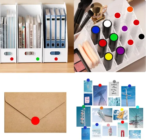 Vista 4 de 2000 Pcs Round Stickers 1/2 Inch Color Circle Red Green Dot Stickers Small Code Labels for Office Shop Yard Sale Home Classroom Marking Rojo+Verde