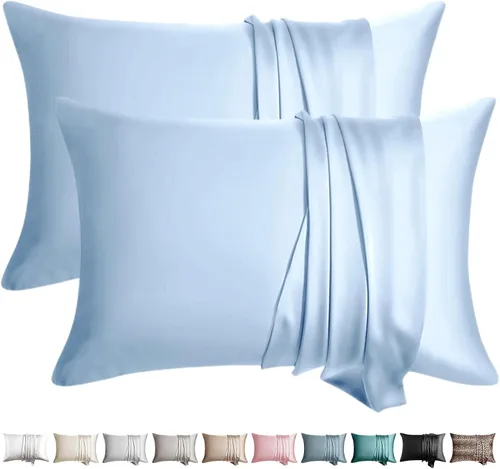 Vista 9 de Juego de 2 fundas de almohada de seda 100% de tamaño estándar, fundas de almohada de seda de morera para cabello y piel, juego de 2, seda de la más