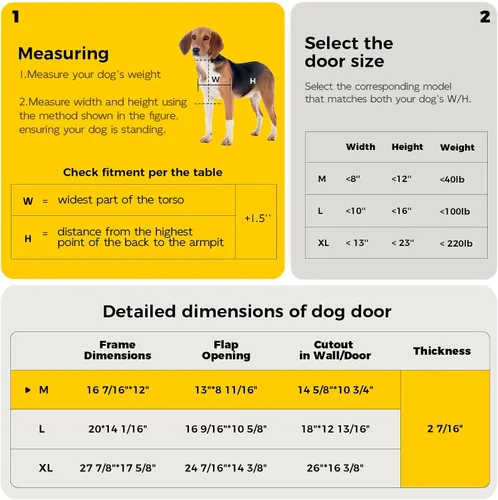 Vista 2 de Puerta de perro mediana para puerta, puerta de perro de metal con panel de bloqueo, puertas para perros medianos con solapa magnética, diseño