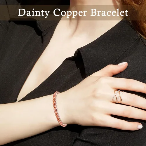 Vista 2 de PEALICIOUS Pulsera de cobre puro para mujeres y hombres 99.99% cuentas