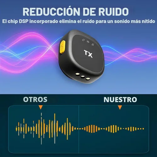 Vista 2 de BSONE Micrófono Lavalier inalámbrico para iPhone y Android, mini micrófono con clip con funda de carga, micrófonos profesionales recargables