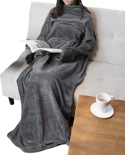 Vista 20 de PAVILIA Wearable Blanket with Sleeves for Adult Women Men, Cozy Fleece Warm Wrap Throw with Arms, Gifts for Christmas, Wife