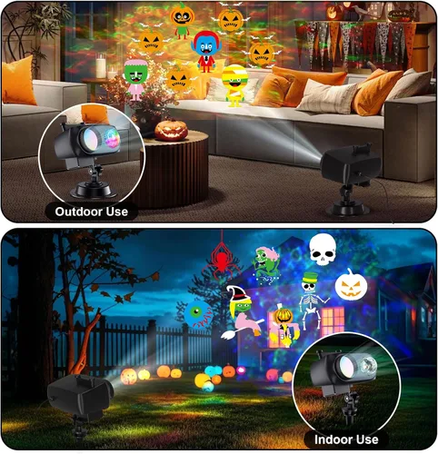Vista 10 de 2025 Mejora de Luces de Proyector de Halloween y Navidad, COOLWUFAN Luces de Proyector para Interiores y Exteriores con Control Remoto y 20 Efectos