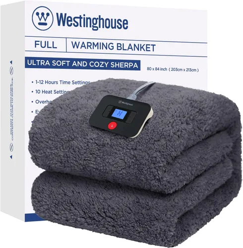 Vista 22 de Westinghouse Manta Eléctrica Tamaño Throw, Manta Térmica de Felpa Sherpa Suave con 6 Niveles de Calefacción y 2-10 Horas de Apagado Automático, Azul