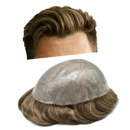 Vista 22 de Toupee - Sistema de pelo de poliuretano para hombre, repuesto completo de pelo de polietileno para hombres (8 x 10 pulgadas, 1 negro azabache)
