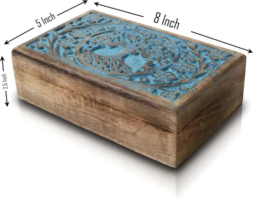 Vista 4 de Grandes ideas de regalo de cumpleaños, caja de joyería decorativa hecha a mano con árbol de la vida, caja del tesoro, organizador de joyas, caja