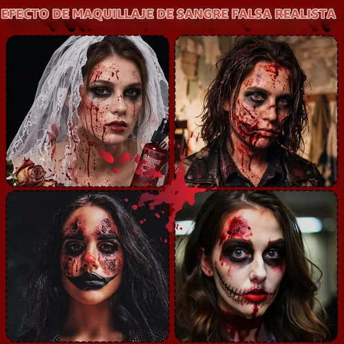 Vista 6 de 4PCS Halloween Fake Blood Kit Cosplay Vampire Makeup Accessories