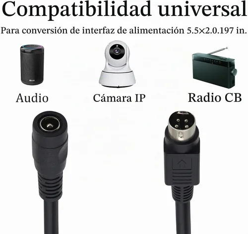 Vista 4 de Cable de alimentación de 4 P-in DI-N a CC4 Pi-n Mini D-in macho a D-C 5521 Cable