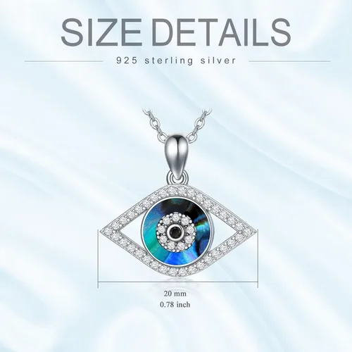Vista 6 de PEIMKO Collar con dije de ojo turco de plata de ley 925, joyería de protección griega para mujer