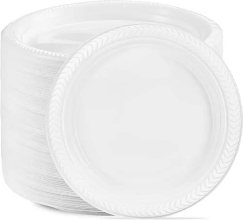 Vista 17 de PLASTICPRO 100 piezas de cuencos de plástico blanco de 5 oz de calidad premium, platos ligeros desechables, cuencos pequeños de plástico