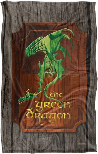 Vista 2 de Manta de The Lord of the Rings de 36 x 58 pulgadas, con signo de posada de dragón verde, tacto sedoso, súper suave