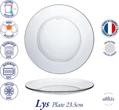 Vista 4 de Duralex - Juego de 6 platos Lys Clear 9.3 in (9 1-4 in)