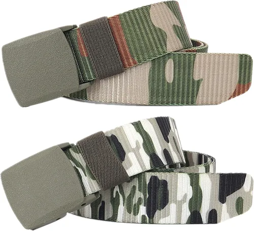 Vista 24 de Cinturón para hombre, cinturón táctico militar de nailon con hebilla sin metal, paquete de 2