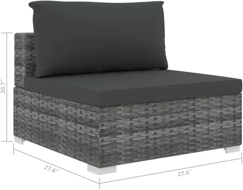 Vista 9 de 5 Piece Patio Lounge Set with Cushions Poly Rattan Gray, Sectional Furniture,Outdoor Patio Furniture Set, Garden Sofa Sectional Furniture Set for
