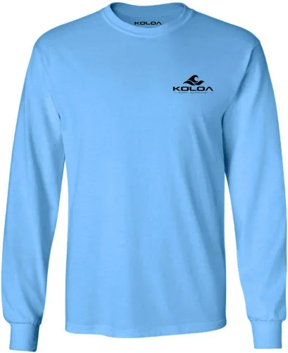 Vista 2 de Koloa Surf - Camiseta de algodón de manga larga con logotipo de círculo tribal para hombre, talla regular, grande y alta Azul acuático/logotipo